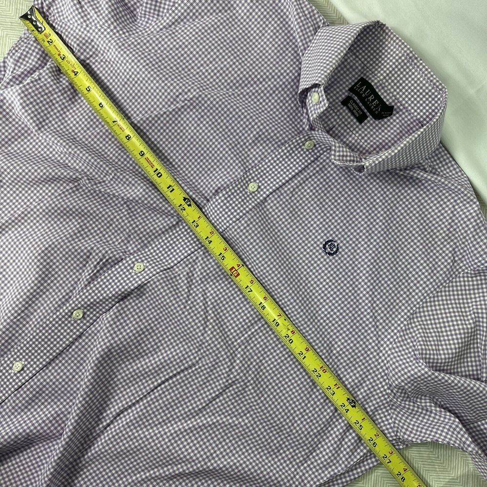 Ralph Lauren LRL Men's 17 32/33 Button Down Shirt Purple Gingham Check L/S - Picture 4 of 8